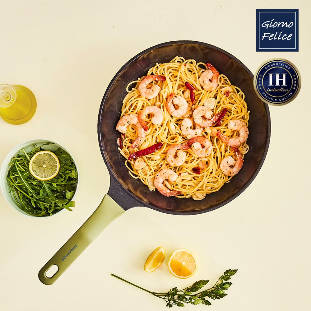 GIORNO FELICE Fresh-Up Ceramic Prime Shield 3X Coating Wok 28cm Induction Compatible Non-Stick Lightweight 